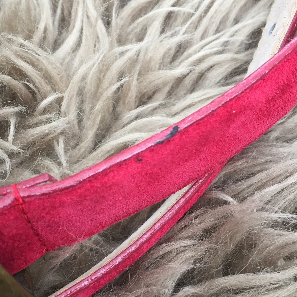Vintage thin red leather belt - size L - Picture 6 of 6